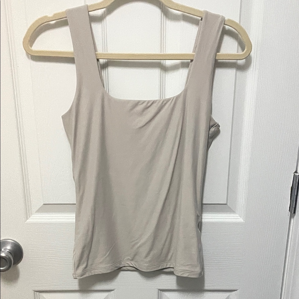 Abercrombie & Fitch Square Neck Tank Top - Light Taupe